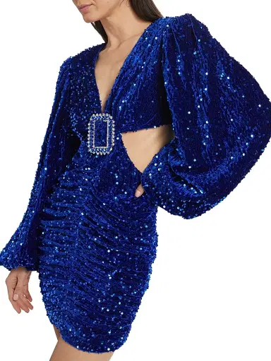 Line & Dot Women's Valeria Sequined Minidress - Royal Blue - Size XS | Thumbnail 6