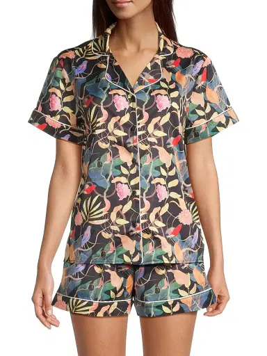 Averie Women's Sunset Ocean Dip Printed Shorts Pajama Set - Black - Size Large | Thumbnail 3 Averie Women's Sunset Ocean Dip Printed Shorts Pajama Set - Black - Size Large | Thumbnail 3