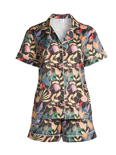 Averie Women's Sunset Ocean Dip Printed Shorts Pajama Set - Black - Size Large | Thumbnail 1 Averie Women's Sunset Ocean Dip Printed Shorts Pajama Set - Black - Size Large | Thumbnail 1