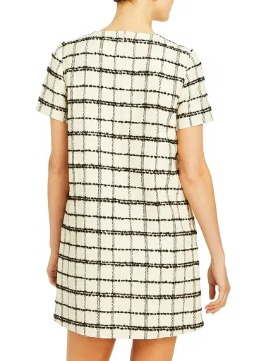 Mestiza New York Women's Isolde Cotton-Blend Tweed Short Sleeve Minidress - Cream Black - Size 12 | Thumbnail 4