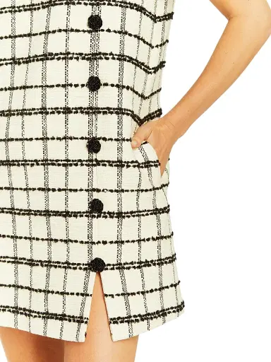 Mestiza New York Women's Isolde Cotton-Blend Tweed Short Sleeve Minidress - Cream Black - Size 12 | Thumbnail 5