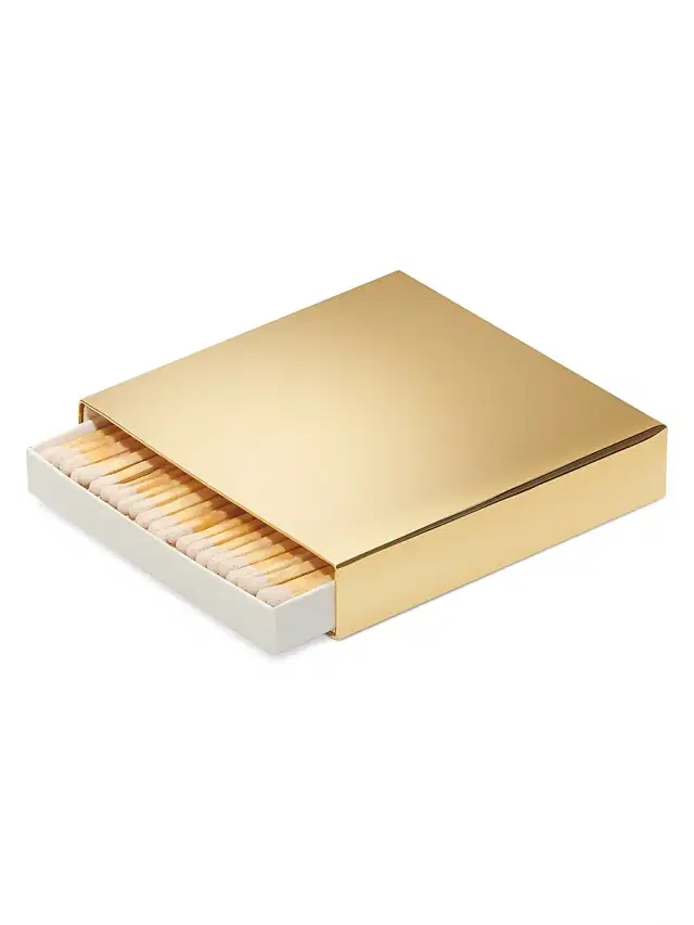 AERIN Introduction Square Match Sleeve & Matches - Brass