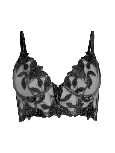 Fleur du Mal Women's Lily Lace Longline Underwire Bra - Black - Size 38C | Thumbnail 1 Fleur du Mal Women's Lily Lace Longline Underwire Bra - Black - Size 38C | Thumbnail 1