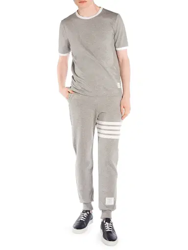 Thom Browne Men's Stripe Cotton Joggers - Light Grey - Size XXL | Thumbnail 2