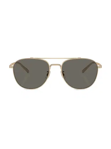 Oliver Peoples Men's Rivetti 55MM Aviator Sunglasses - Gold Grey | Thumbnail 2 Oliver Peoples Men's Rivetti 55MM Aviator Sunglasses - Gold Grey | Thumbnail 2