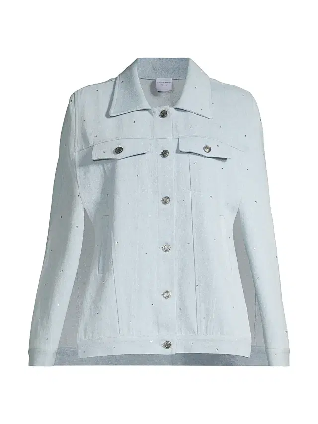 Carolyn Rowan Collection Women's Swarovski Crystals Denim Cape - Denim