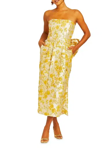 Mestiza New York Women's Lorena Floral Jacquard Gown - Champagne Gold - Size 2 | Thumbnail 2