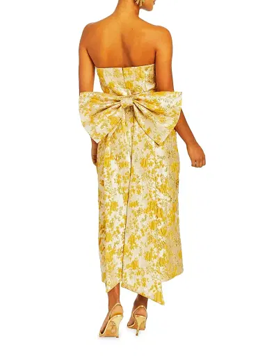 Mestiza New York Women's Lorena Floral Jacquard Gown - Champagne Gold - Size 2 | Thumbnail 4