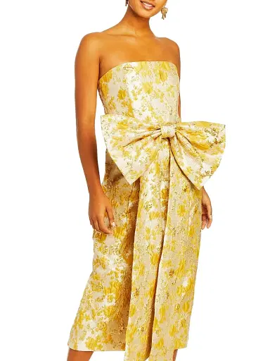 Mestiza New York Women's Lorena Floral Jacquard Gown - Champagne Gold - Size 2 | Thumbnail 6