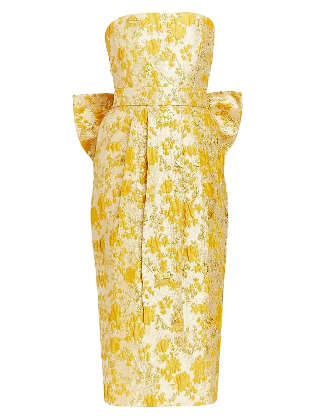 Women's Lorena Floral Jacquard Gown - Champagne Gold