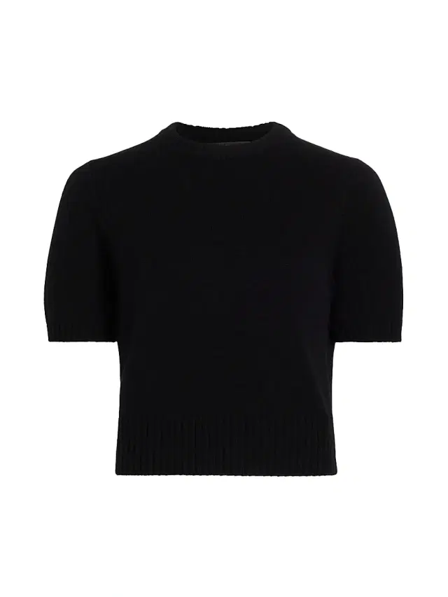 Toccin Women's Elsie Wool-Cashmere Short-Sleeve Sweater - Jet