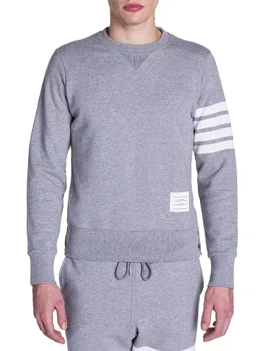 Thom Browne Men's Bar Striped Sleeve Sweatshirt - Grey - Size Small | Thumbnail 1 Thom Browne Men's Bar Striped Sleeve Sweatshirt - Grey - Size Small | Thumbnail 1