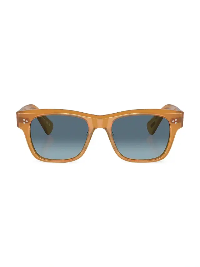 Oliver Peoples Men's Birell 52MM Acetate Rectangular Sunglasses - Amber