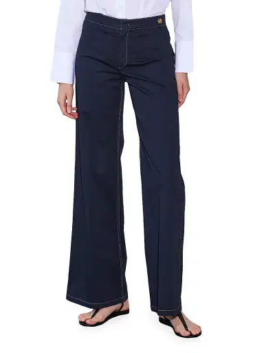 Callas Milano Women's Jane Cotton Stretch Flare Trousers - Navy | Thumbnail 2 Callas Milano Women's Jane Cotton Stretch Flare Trousers - Navy | Thumbnail 2