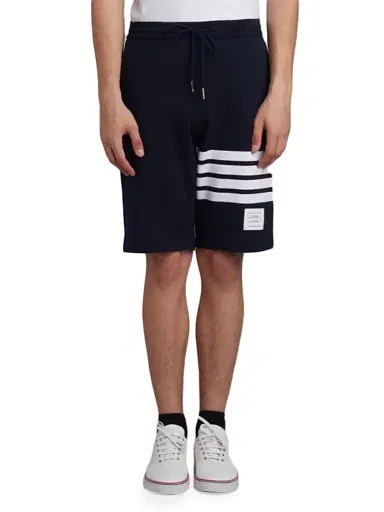Thom Browne Men's Classic Drawstring Cotton Sweatshorts - Navy - Size XXL | Thumbnail 1