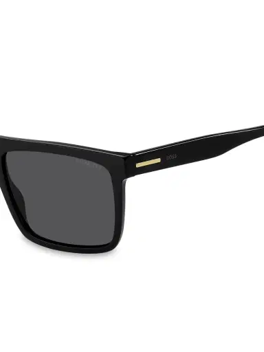 BOSS Men's 59MM Rectangle Havana Sunglasses - Black Grey | Thumbnail 2
