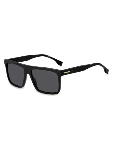 BOSS Men's 59MM Rectangle Havana Sunglasses - Black Grey | Thumbnail 1