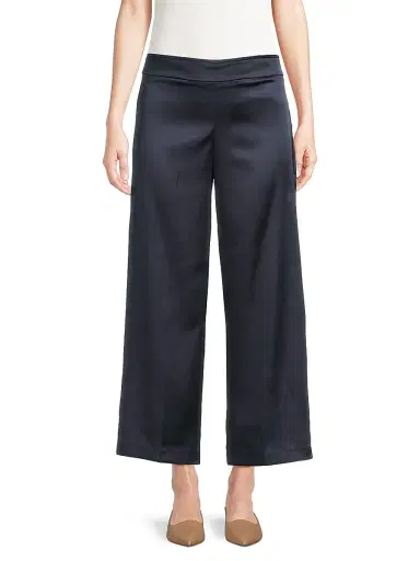Avenue Montaigne Women's Alex Satin Wide-Leg Pants - Navy | Thumbnail 3 Avenue Montaigne Women's Alex Satin Wide-Leg Pants - Navy | Thumbnail 3