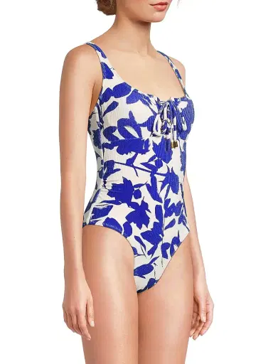 Change of Scenery Women's Taylor One-Piece Swimsuit - Moraea Garden Texture - Size Large | Thumbnail 4