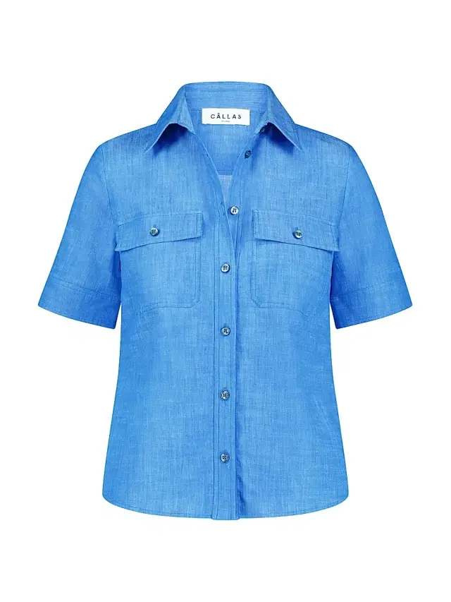 Callas Milano Women's Vesper Stretch Denim Poplin Shirt - Indigo