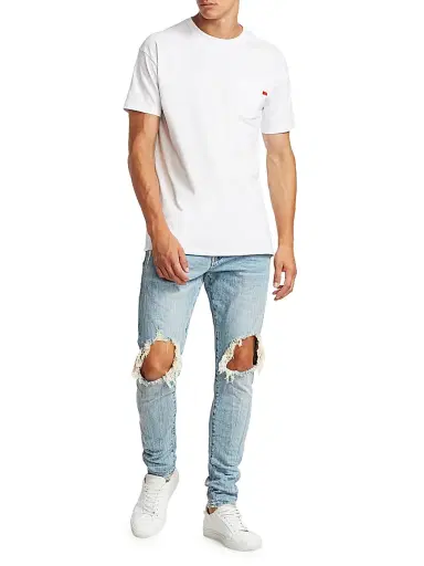 Purple Brand Men's P002 Repair Drop-Fit Skinny Jeans - Light Indigo | Thumbnail 2