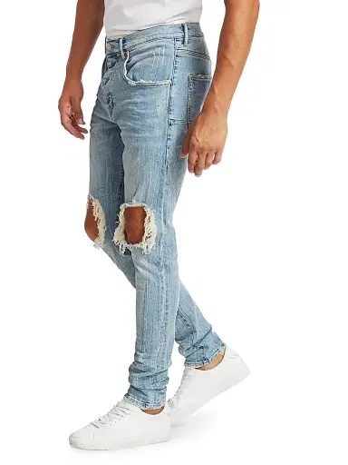 Purple Brand Men's P002 Repair Drop-Fit Skinny Jeans - Light Indigo | Thumbnail 4