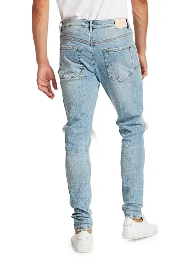 Purple Brand Men's P002 Repair Drop-Fit Skinny Jeans - Light Indigo | Thumbnail 5