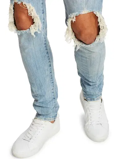 Purple Brand Men's P002 Repair Drop-Fit Skinny Jeans - Light Indigo | Thumbnail 6