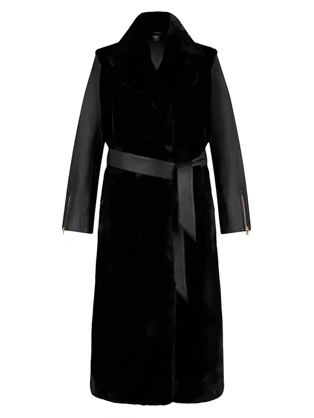 Moose Knuckles Women's Bunny Tolina Faux-Fur Trench Coat - Black Black