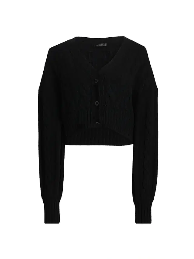 Toccin Women's Lucie Wool-Cashmere Cable-Knit Cardigan - Jet