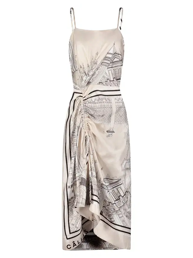 Callas Milano Women's Angie - Camisole Venice Print Dress - Travertine White