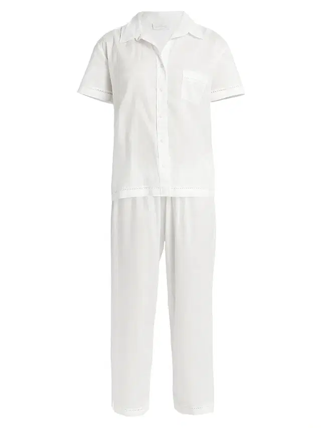 Pour Les Femmes Women's Core Classics Pajama Set - White