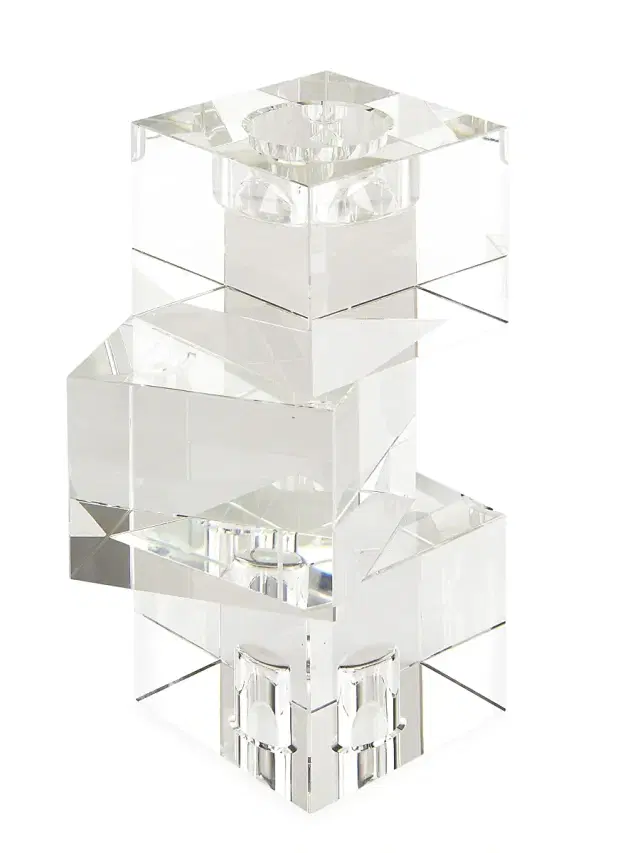 Tizo Clear Crystal Cubes Medium Candleholder - Clear