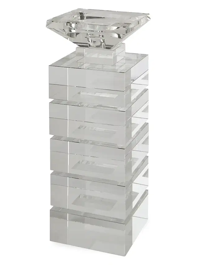 Tizo Clear Cut Crystal Illusion Medium Candleholder - Clear