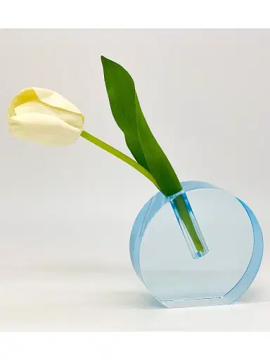 Tizo Pink Crystal Flat Round Vase - Blue Large | Thumbnail 5 Tizo Pink Crystal Flat Round Vase - Blue Large | Thumbnail 5