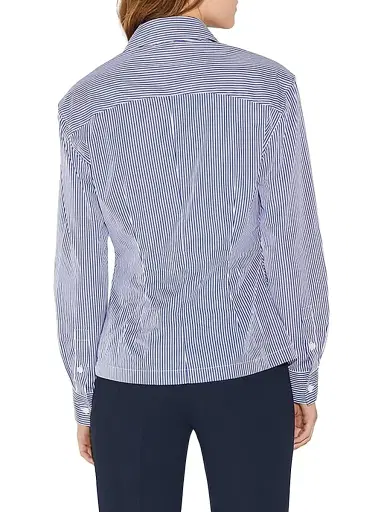 CALLAS MILANO Women's Sierra Classic Stripe Poplin Shirt - Navy White Stripe - Size 14 | Thumbnail 3 CALLAS MILANO Women's Sierra Classic Stripe Poplin Shirt - Navy White Stripe - Size 14 | Thumbnail 3