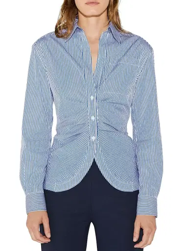 CALLAS MILANO Women's Sierra Classic Stripe Poplin Shirt - Navy White Stripe - Size 14 | Thumbnail 5 CALLAS MILANO Women's Sierra Classic Stripe Poplin Shirt - Navy White Stripe - Size 14 | Thumbnail 5