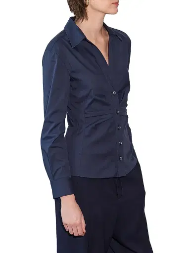 Callas Milano Women's Savil - Stretch Poplin Shirt - Navy | Thumbnail 4 Callas Milano Women's Savil - Stretch Poplin Shirt - Navy | Thumbnail 4