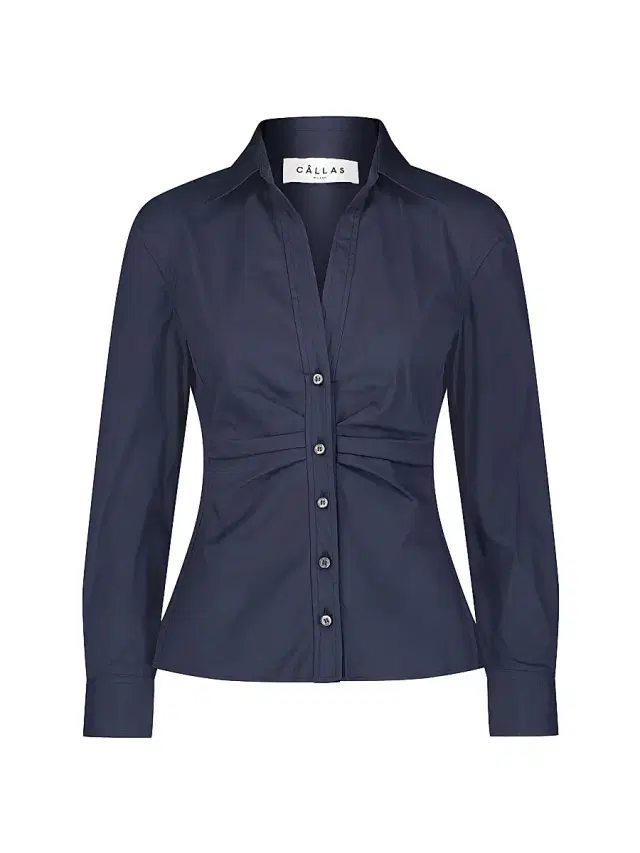 Callas Milano Women's Savil - Stretch Poplin Shirt - Navy