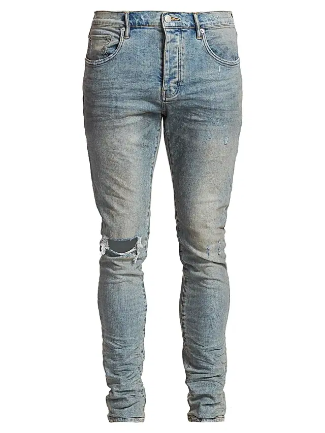 Men's Distressed Stretch-Skinny Jeans - Blue Dirty Wax