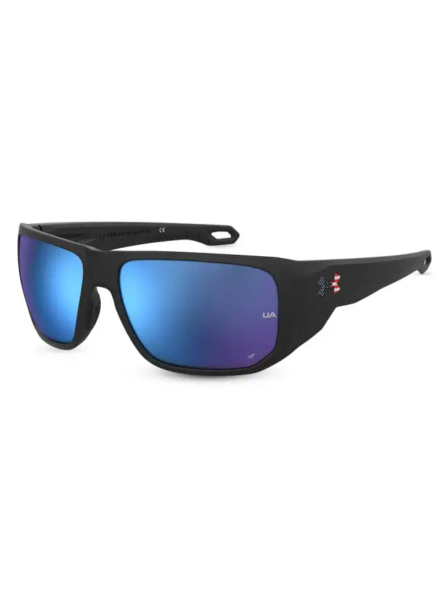 Men's Attack 63MM Square Sunglasses - Black Blue Men's Attack 63MM Square Sunglasses - Black Blue