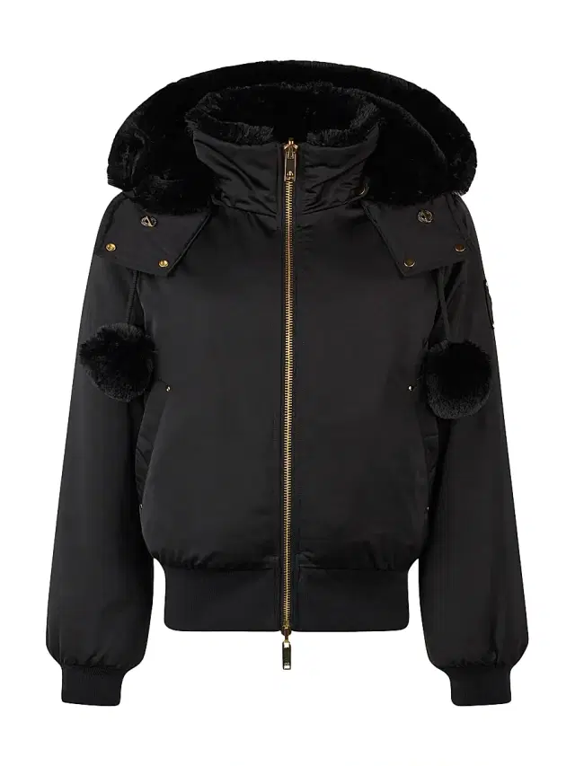 Moose Knuckles Women's Debbie Bunny Satin Bomber Jacket - Black