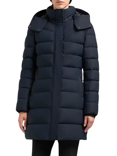 Moose Knuckles Women's Watershed Shearling-Trim Down Parka - Navy Black | Thumbnail 4