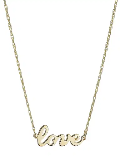 Jennifer Zeuner Jewelry Women's Addison 18K-Yellow-Gold Vermeil "Love" Pendant Necklace - Gold Vermeil | Thumbnail 1 Jennifer Zeuner Jewelry Women's Addison 18K-Yellow-Gold Vermeil "Love" Pendant Necklace - Gold Vermeil | Thumbnail 1