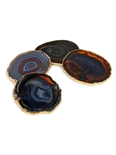 Anna New York Lumino 4-Piece 24K Gold & Agate Coaster Set | Thumbnail 1 Anna New York Lumino 4-Piece 24K Gold & Agate Coaster Set | Thumbnail 1