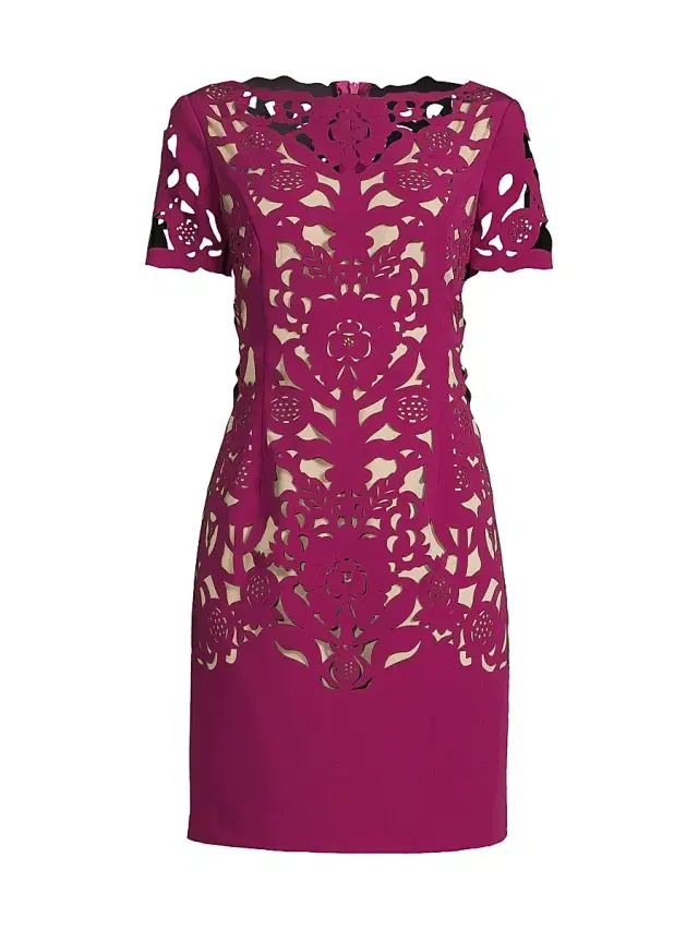 Shani Women's Floral Crepe Laser-Cut Sheath Dress - Pink