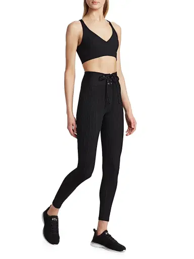 Year of Ours Women's Victoria Ribbed Sports Bra - Black | Thumbnail 2