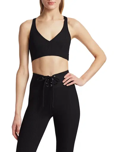 Year of Ours Women's Victoria Ribbed Sports Bra - Black | Thumbnail 3