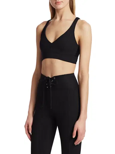 Year of Ours Women's Victoria Ribbed Sports Bra - Black | Thumbnail 4