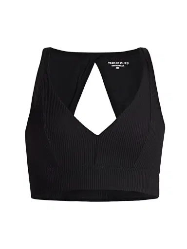 Year of Ours Women's Victoria Ribbed Sports Bra - Black | Thumbnail 1